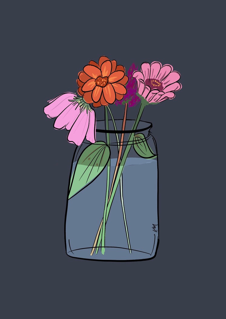 Carte avec fleurs / Card with flowers