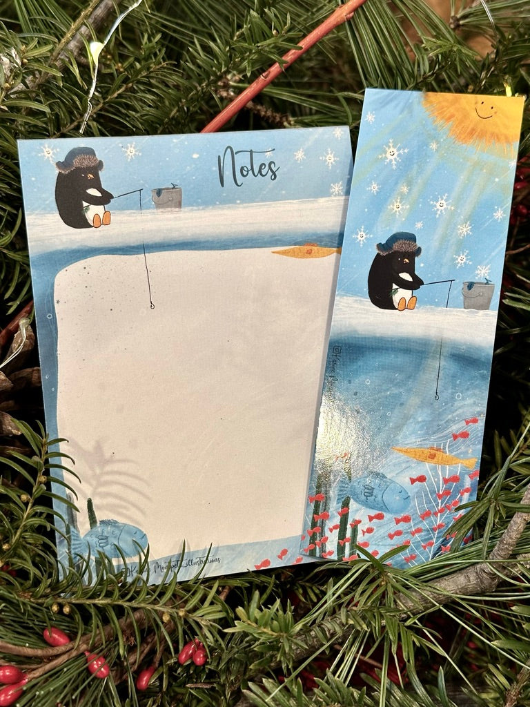 Bloc-note avec pingouin qui pêche / Fishing Pingouin Notepad