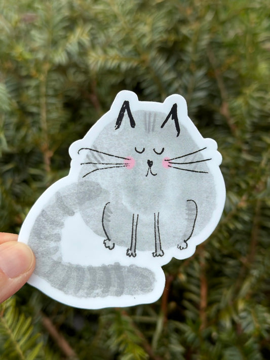 Collant chat gris - Grey Cat Sticker
