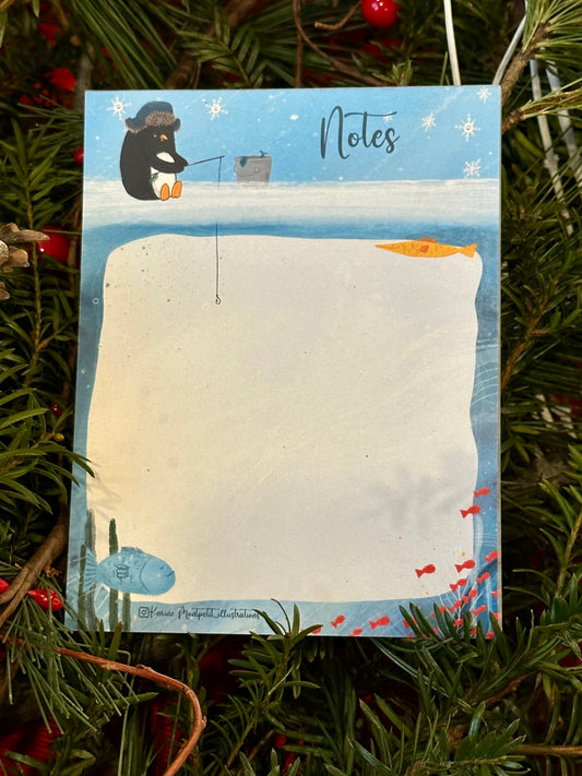 Bloc-note avec pingouin qui pêche / Fishing Pingouin Notepad